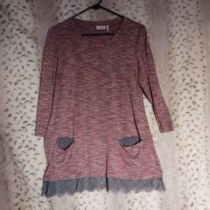 LOGO Lori Goldstein Space Dye Knit Tunic